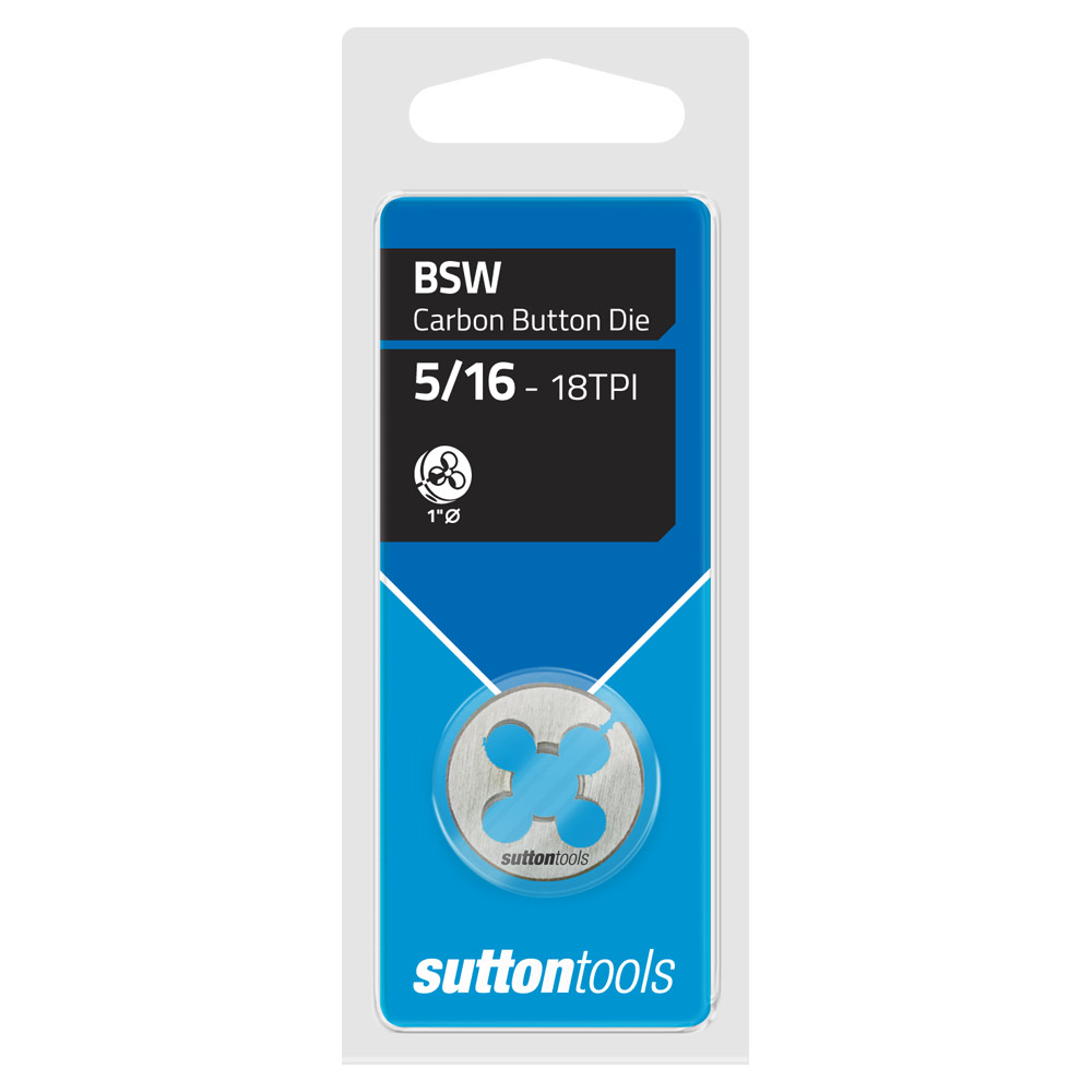 BUTTON DIE CARDED CHROME BSW 1/8 X 1 INCH O.D - SUTTON 